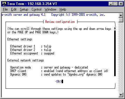 e-smith config screen 1