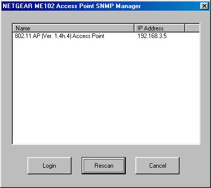 ME102 SNMP Manager Login Screen