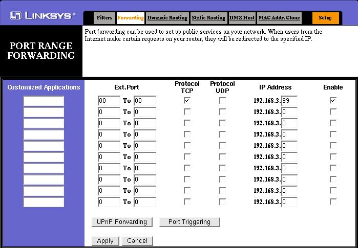 Linksys Port Forward