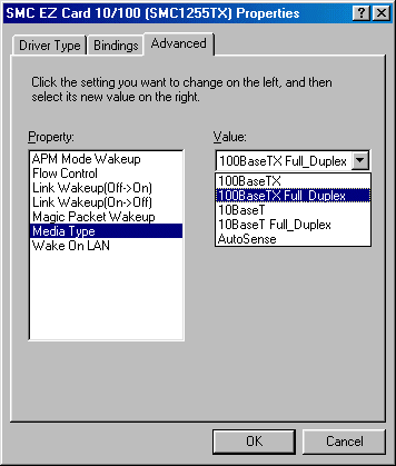 Setting the Network Speed